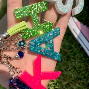 Glitter letter keychains